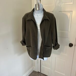 Chicos Green Casual Corduroy Lightweight Jacket